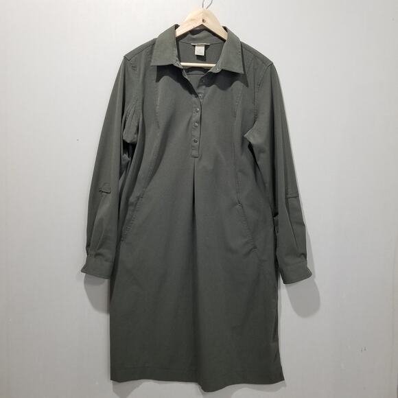 Duluth Trading Co Dresses & Skirts - Duluth Trading Dress Womens Large Green Breezeshooter Shirt Dress Ripstop